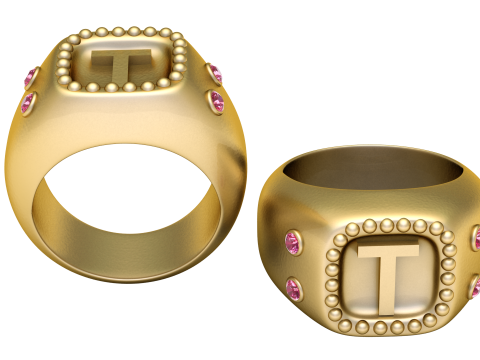 GOLD DESIGN T RING 3D PRINTABLE MODEL 3D Print Model