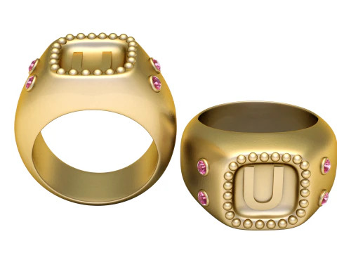 GOLD DESIGN U RING 3D PRINTABLE MODEL 3D Print Model