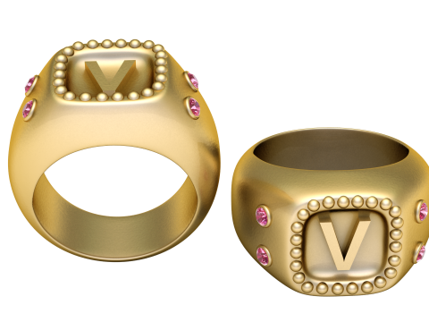 GOLD DESIGN V RING 3D PRINTABLE MODEL 3D Print Model