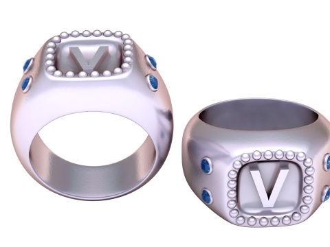 GOUDEN ONTWERP V RING 3D AFDRUKBAAR MODEL 3D printmodel