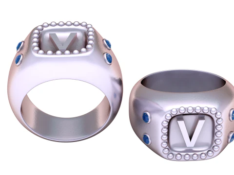 GOLD DESIGN V RING 3D PRINTABLE MODEL 3D Print Model