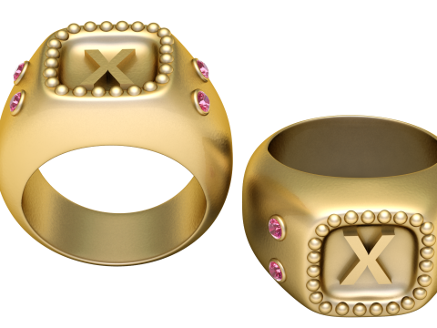 GOLD DESIGN X RING 3D PRINTABLE MODEL Modèles 3D en vedette
