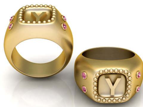 GOLD DESIGN Y RING 3D PRINTABLE MODEL Modèles 3D en vedette