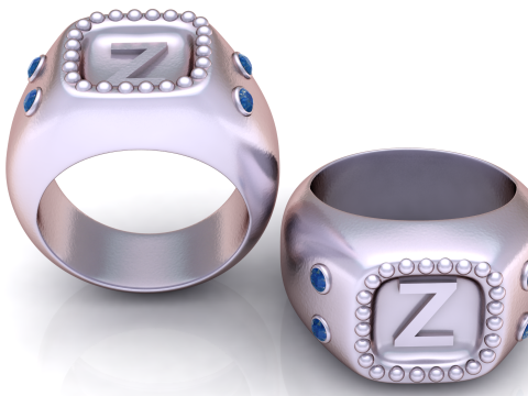 GOLD DESIGN Z RING 3D PRINTABLE MODEL Modèles 3D en vedette