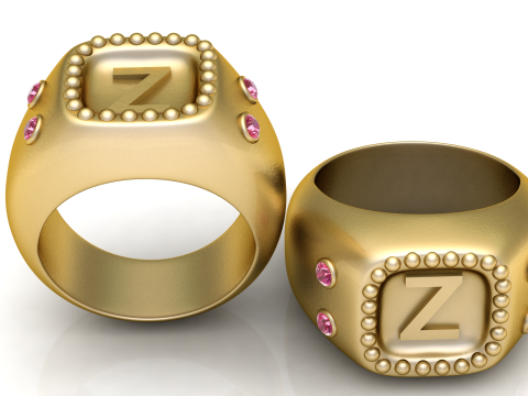 BAGUE Z DESIGN OR MODÈLE IMPRIMABLE 3D Modèles 3D en vedette