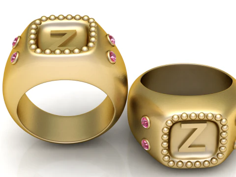 GOLD DESIGN Z RING 3D PRINTABLE MODEL 3D Print Model