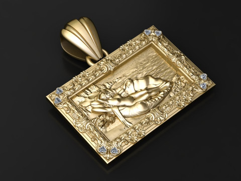 Floral Frame Goddess Pendant 3D Модель