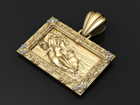 Floral Frame Goddess Pendant 3D Model