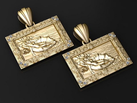 Floral Frame Goddess Pendant 3D Model