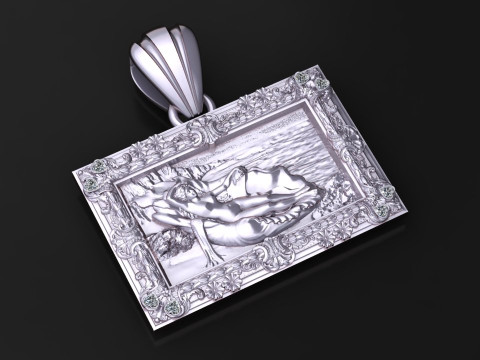 Floral Frame Goddess Pendant 3D Model