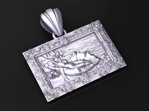 Floral Frame Goddess Pendant 3D Model
