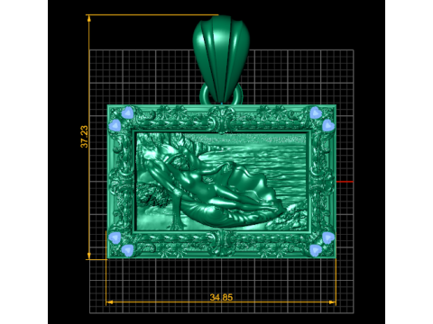 Floral Frame Goddess Pendant 3D Model