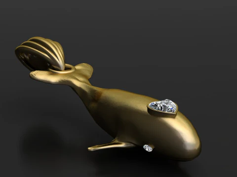 Diamond Whale Pendant 3D Model