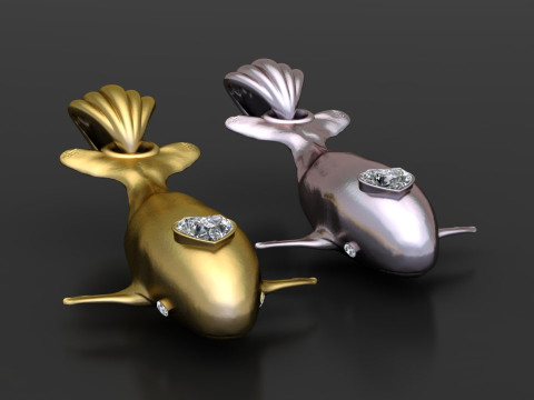 डायमंड व्हेल पेंडेंट 3D मॉडल