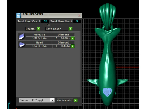 Diamond Whale Pendant 3D Model