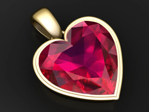 Подвеска с рубиновым сердцем 3D Модель