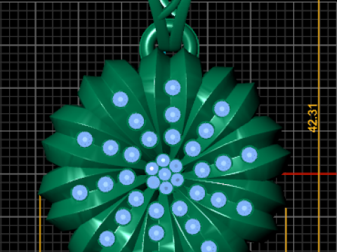スパイラルブルームダイヤモンドペンダント 3Dモデル