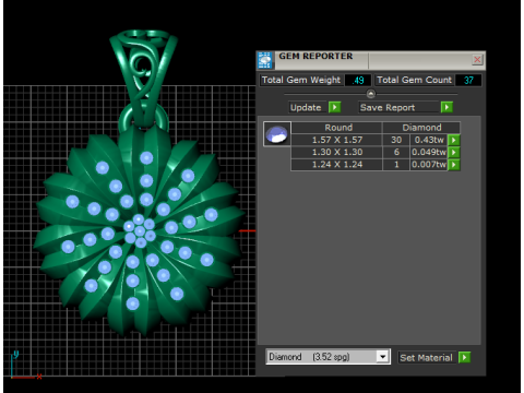 スパイラルブルームダイヤモンドペンダント 3Dモデル