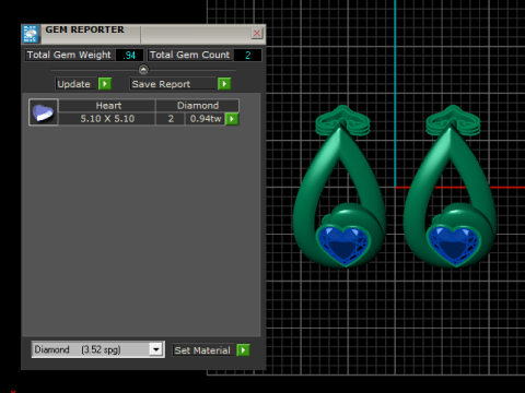 Teardrop Heart Diamond Earrings 3D Modell