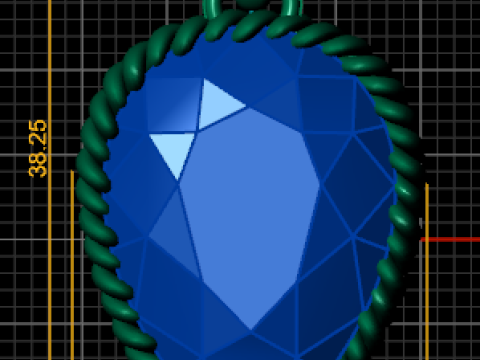 Ciondolo a goccia con rubino reale Modello 3D