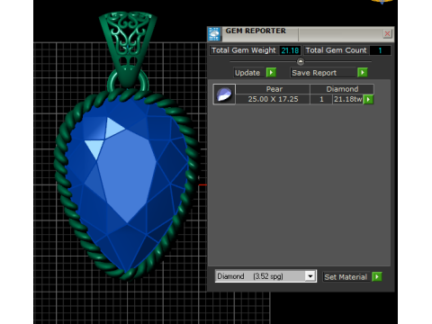 Ciondolo a goccia con rubino reale Modello 3D