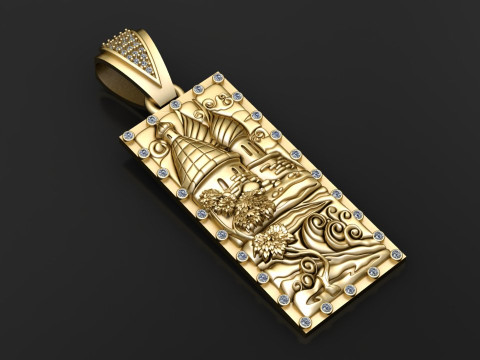 Golden Castle Landscape Pendant 3D 模型