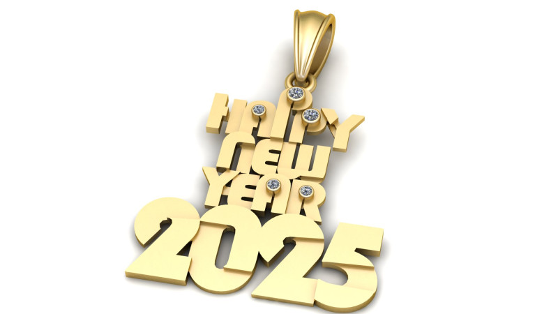 3D Printable Happy New Year 2025 3D Model .c4d .max .obj .3ds .fbx .stl .blend 
