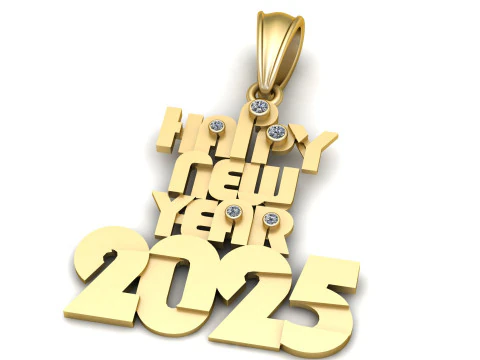 Selamat Tahun Baru 2025 yang Dapat Dicetak 3D Model 3D