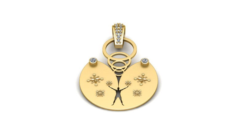 3D Printable Artistic Gold Pendant 3D Модель .c4d .max .obj .3ds .fbx .stl .blend