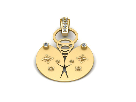 3D Printable Artistic Gold Pendant Model 3D