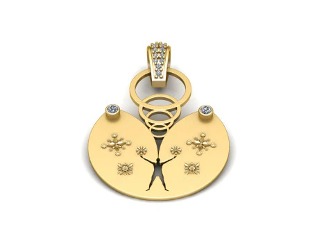 Художественный золотой кулон для 3D-печати 3D Модель