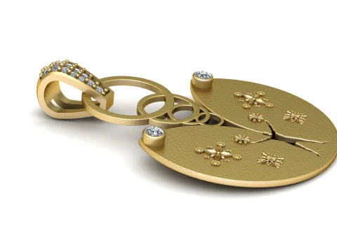3D Printable Artistic Gold Pendant 3D Model