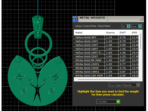 3D Printable Artistic Gold Pendant 3D Model