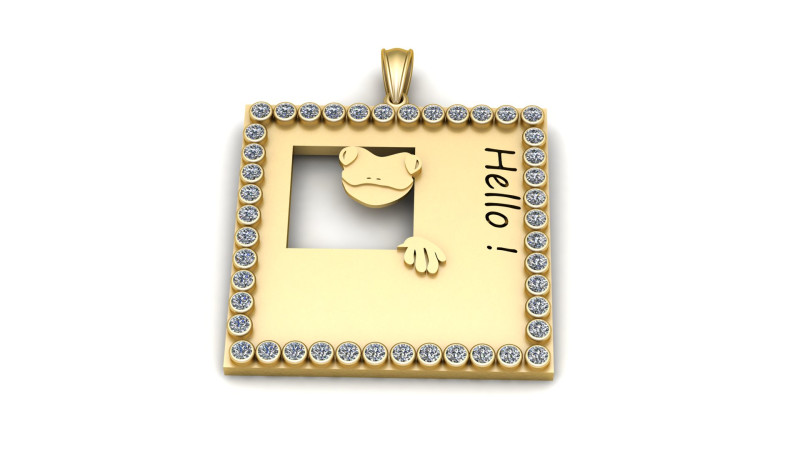 Ciondolo in oro Hello Frog stampabile in 3D Modello 3D .c4d .max .obj .3ds .fbx .stl .blend 