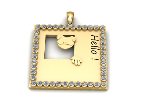 3D Printable Hello Frog Gold Pendant 3D Model