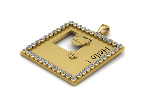3D Printable Hello Frog Gold Pendant 3D Model