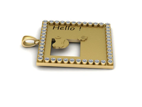 3D Printable Hello Frog Gold Pendant 3D Model