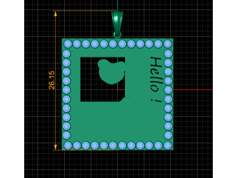 3D Printable Hello Frog Gold Pendant 3D Model