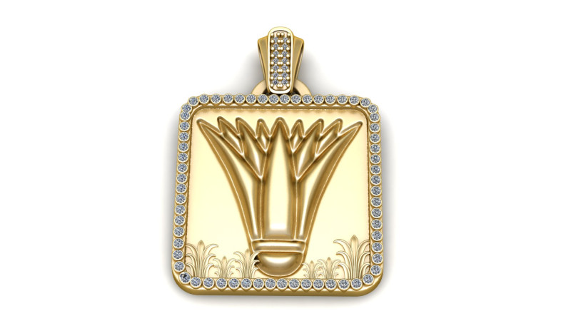 Luxury Gold Square Pendant 3D Model .c4d .max .obj .3ds .fbx .stl .blend 