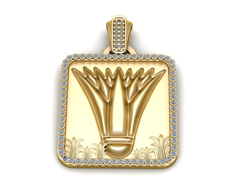 Luxury Gold Square Pendant 3D Модель