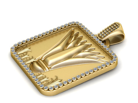 Luxury Gold Square Pendant 3D Model
