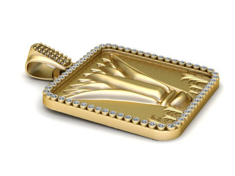 Luxury Gold Square Pendant 3D Model