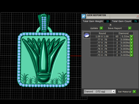 Luxury Gold Square Pendant 3D Model