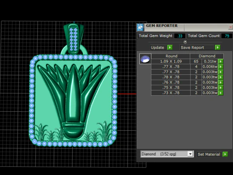 Luxury Gold Square Pendant 3D Model