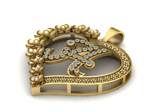 Gold Heart Pendant 3D Modell