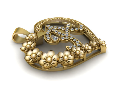 Gold Heart Pendant 3D Modell