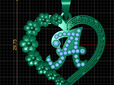 Gold Heart Pendant 3D Modell