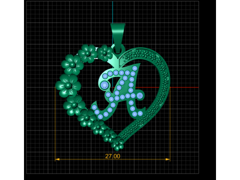 Gold Heart Pendant 3D Modell