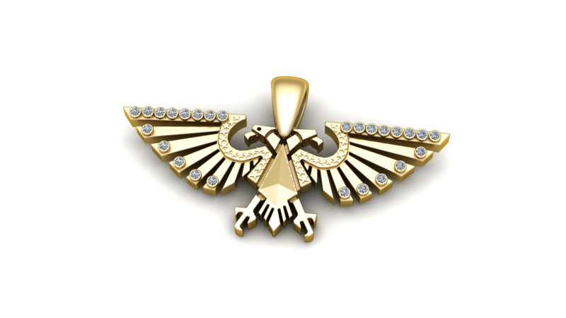 Gold Eagle Wing Pendant 3D Model .c4d .max .obj .3ds .fbx .stl .blend 
