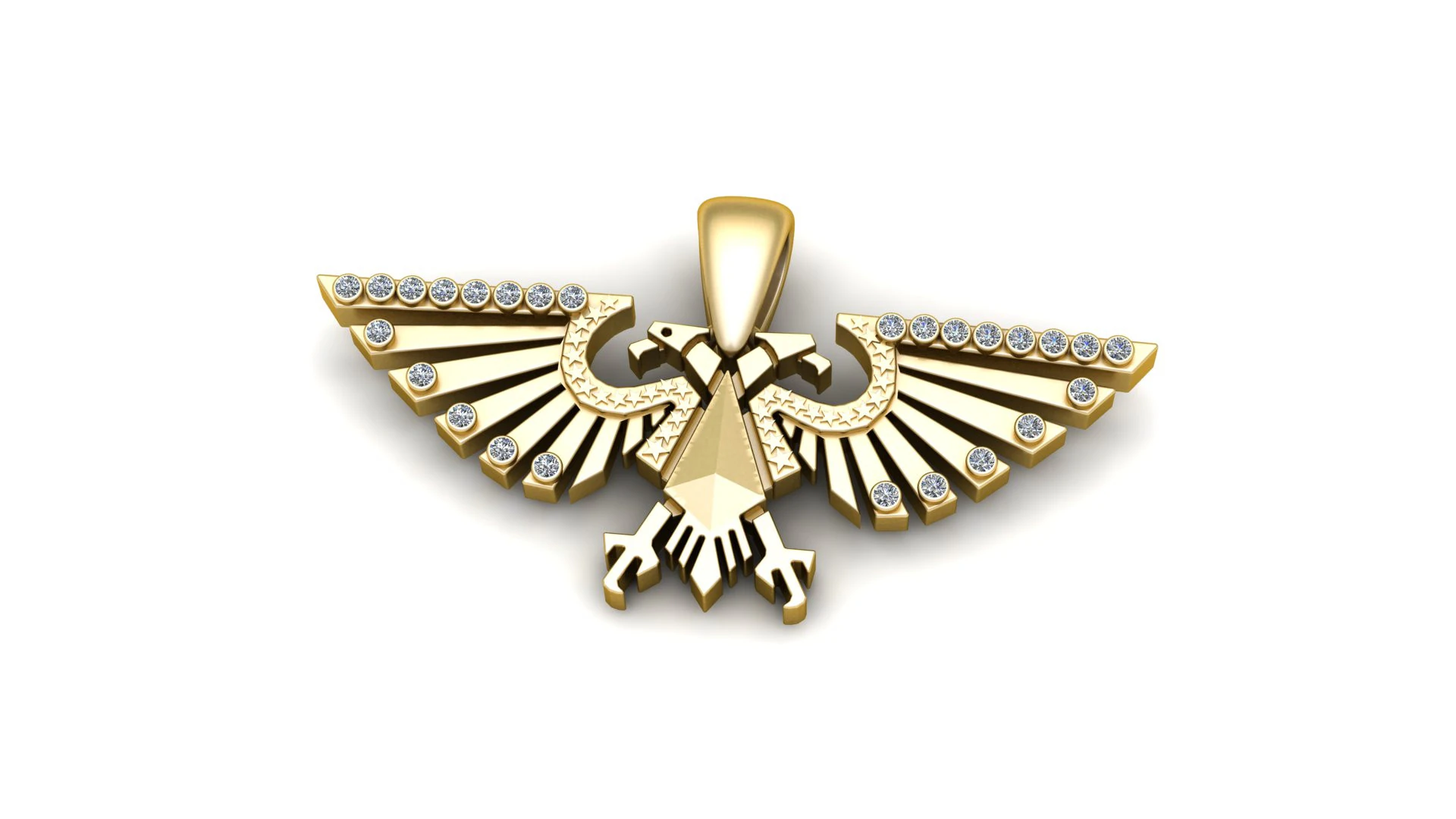 Gold Eagle Wing Pendant 3D Model .c4d .max .obj .3ds .fbx .stl .blend 